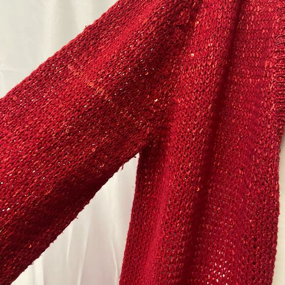 Cato Cardigan Sweater Red Sequin XL - Picture 6 of 10